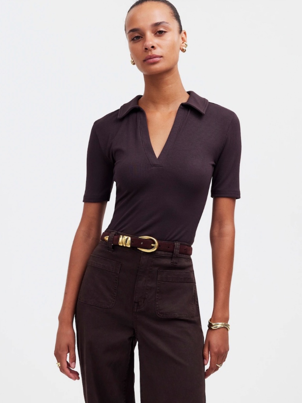 Madewell Drapey Rib short sleeve polo